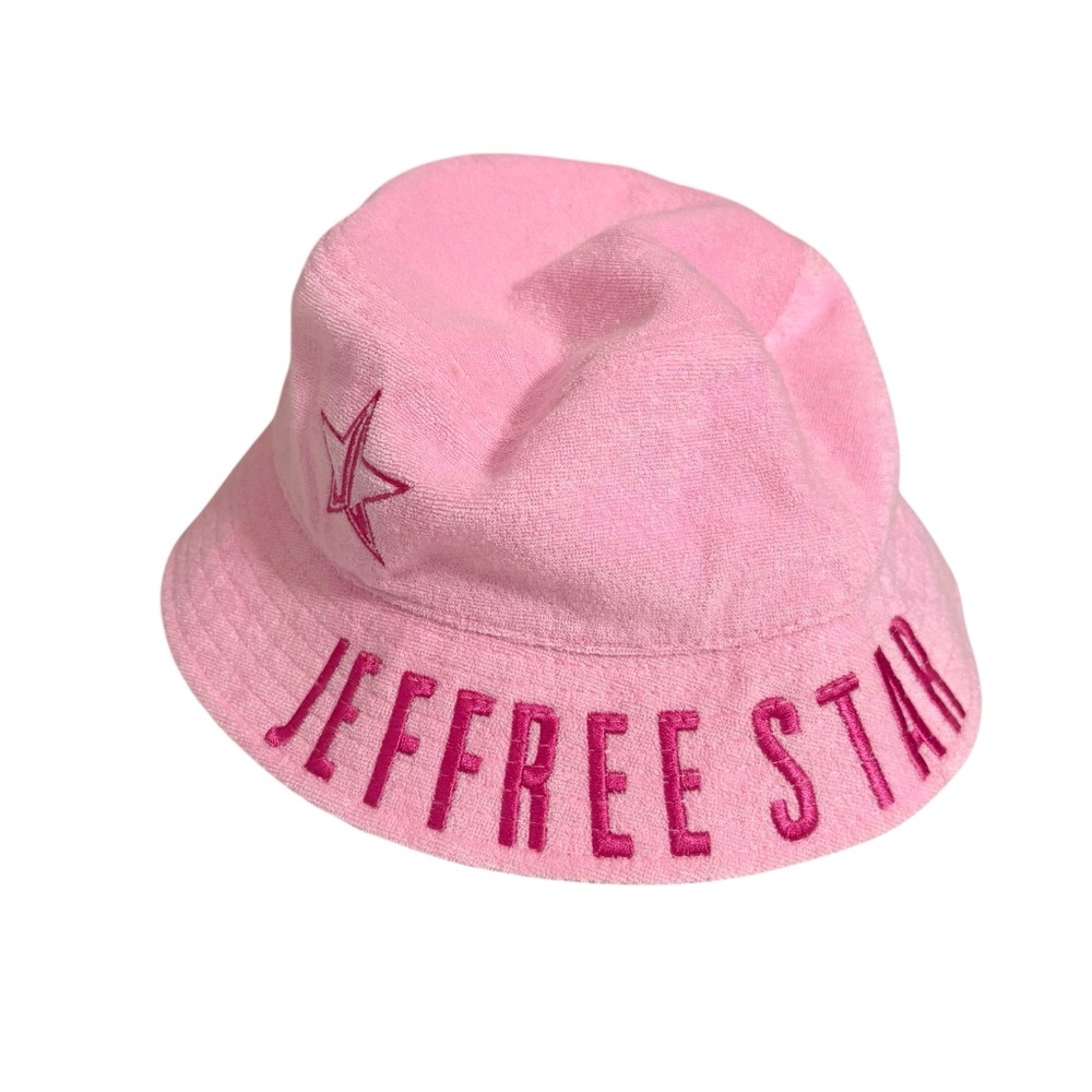 Jeffree Star Pink Fleece Embroidered Bucket Hat Travel Preppy Colorful Merch